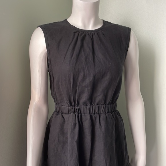 Everlane Black Linen Open Back Midi Dress sz 0 - Picture 5 of 8